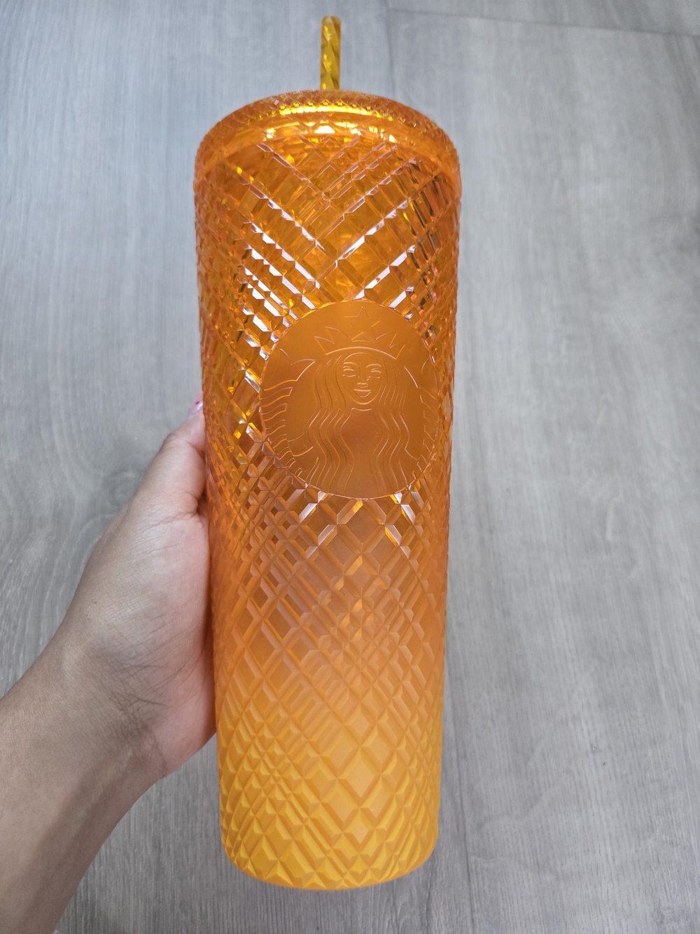 Starbucks Orange Textured Tumbler with Embossed Siren
